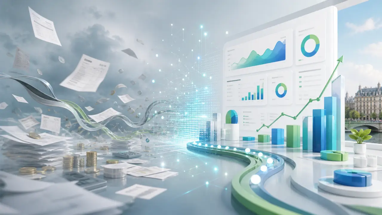 Illustration 3D d’un tableau de bord de trésorerie et de données financières