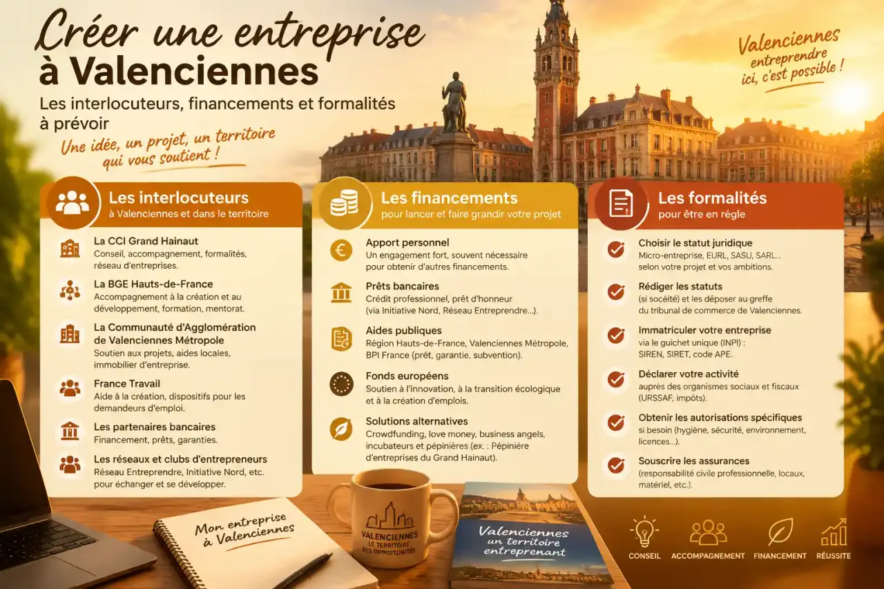 Créer une entreprise à Valenciennes : les interlocuteurs, financements et formalités à prévoir