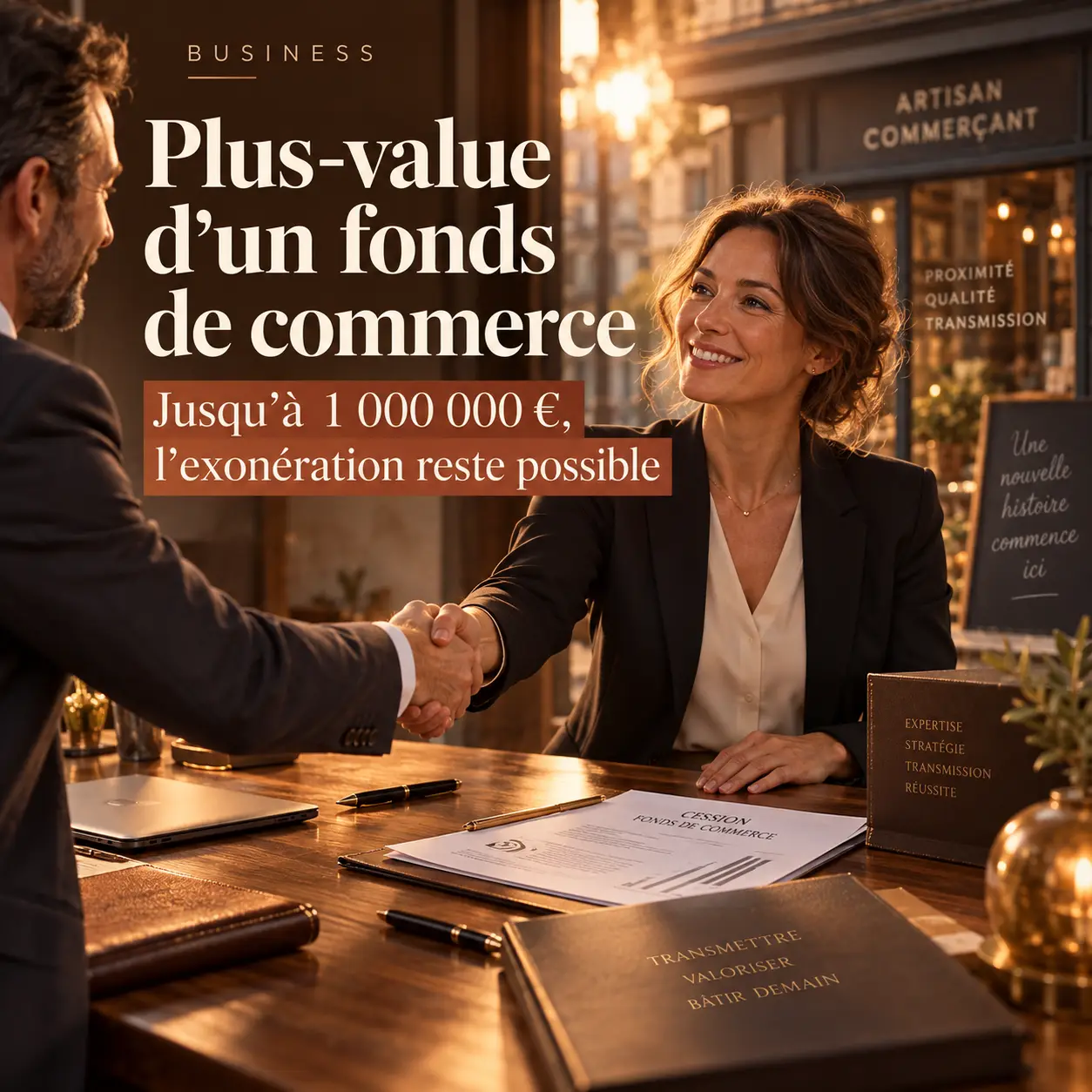 Plus-value d’un fonds de commerce : jusqu’à 1 000 000 €, l’exonération reste possible