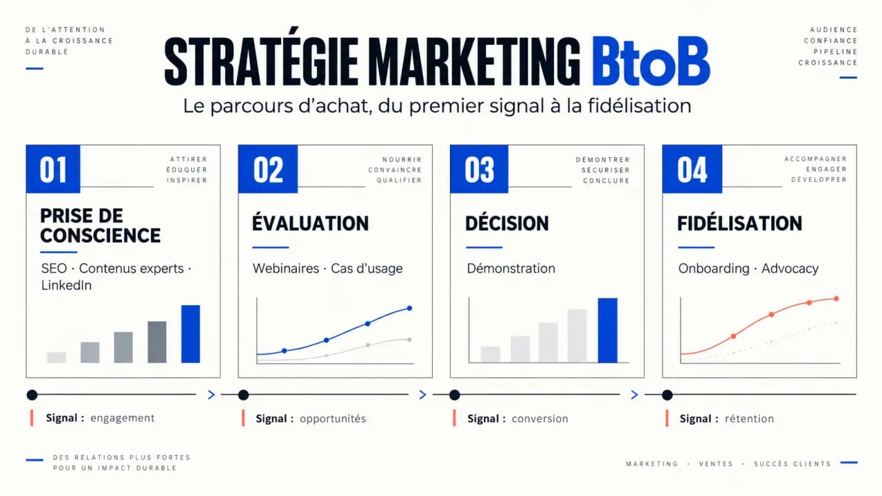 Stratégie marketing BtoB : parcours d’achat, canaux et indicateurs