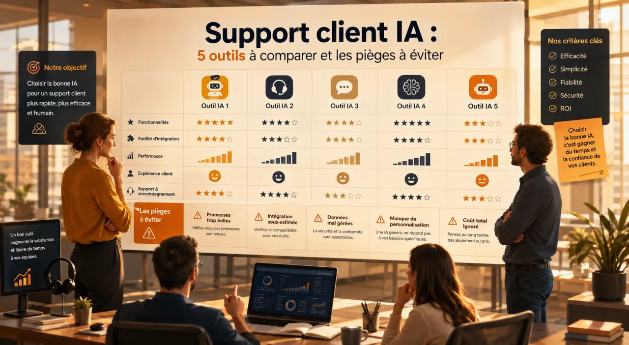 Support client IA : 5 outils à comparer et les pièges à éviter