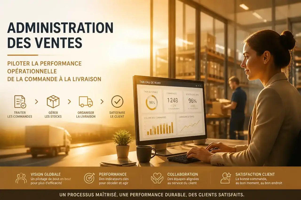 Administration des ventes : piloter la performance opérationnelle de la commande à la livraison