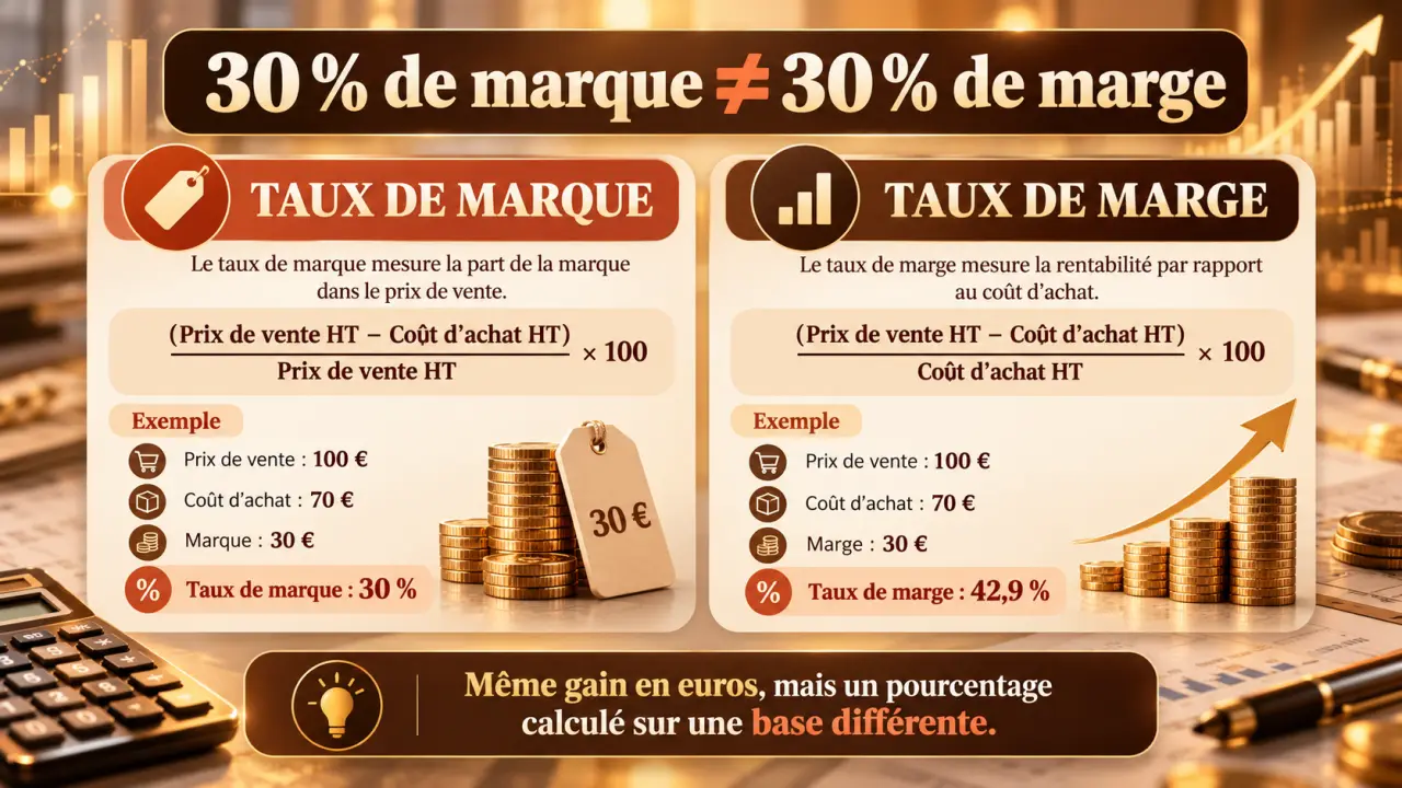Formule du taux de marque : 30 % de marque ne signifie pas 30 % de marge